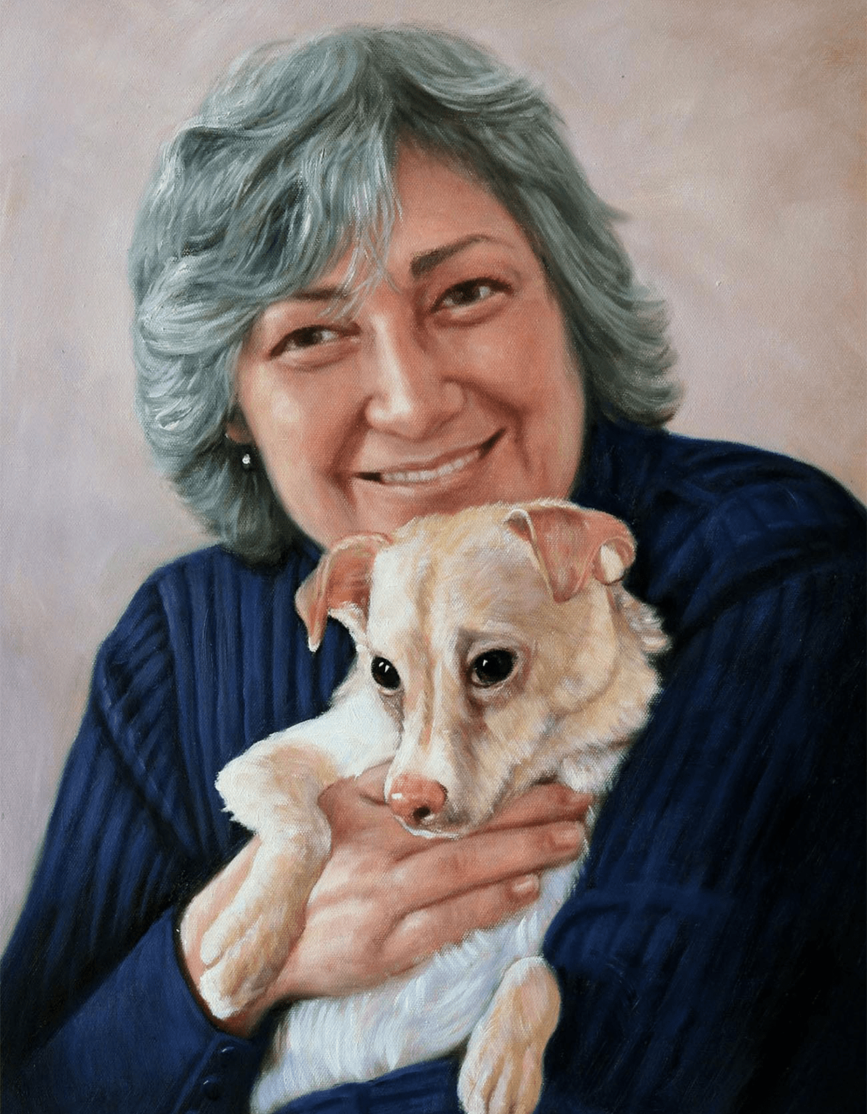 custom hand painted pet portrait for people and dog